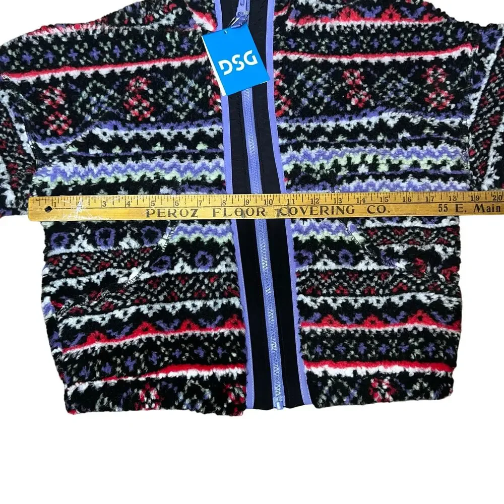 DSG Girls purple fair isle Cozy Fleece Full Zip Sherpa Jacket NWT Size small 8-9